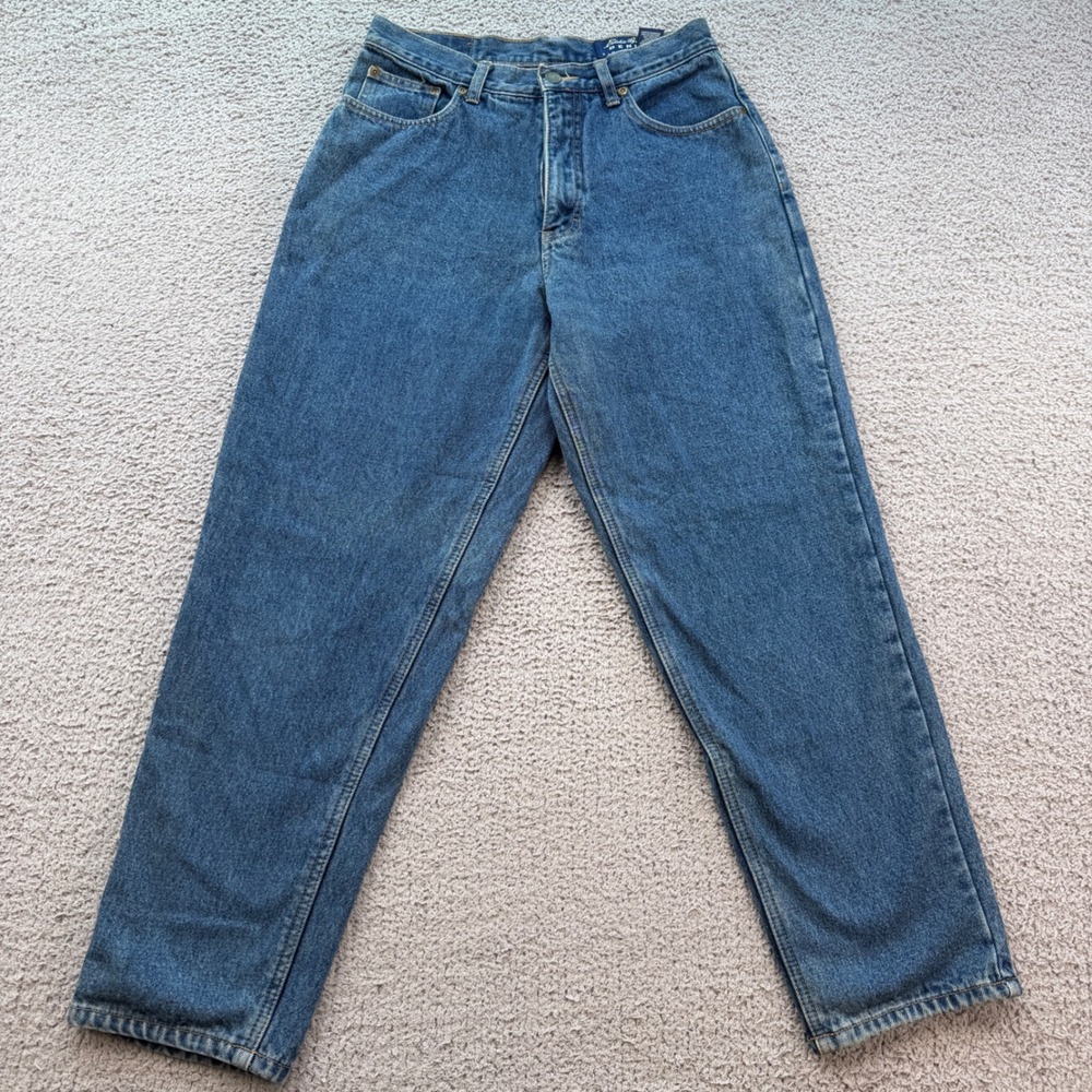 Vintage Eddie Bauer Flannel Lined Jeans 90s High Waisted Blue Denim 27x26